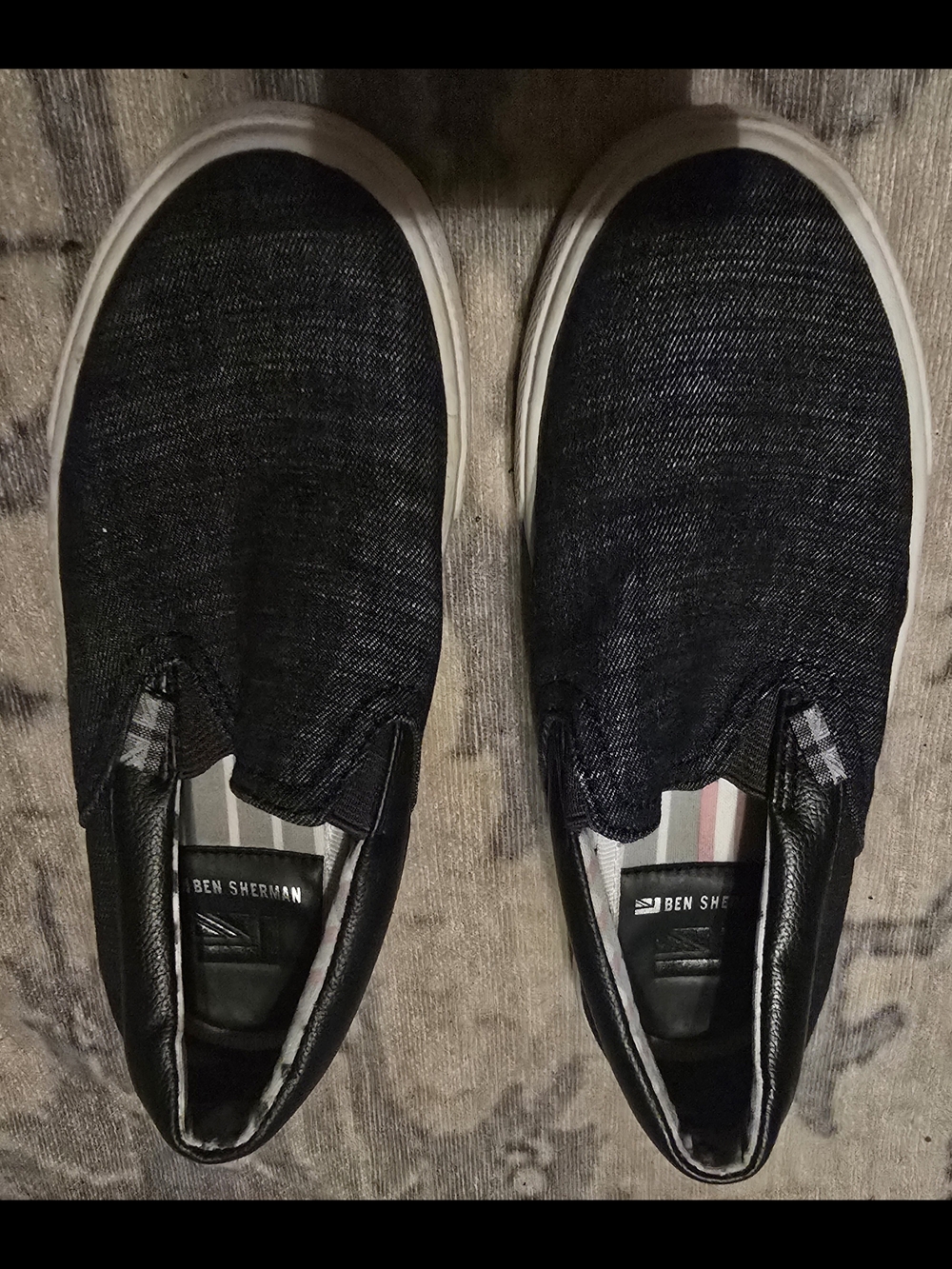 Ben Sherman Black Slip-On Kids Sneakers with White Sole